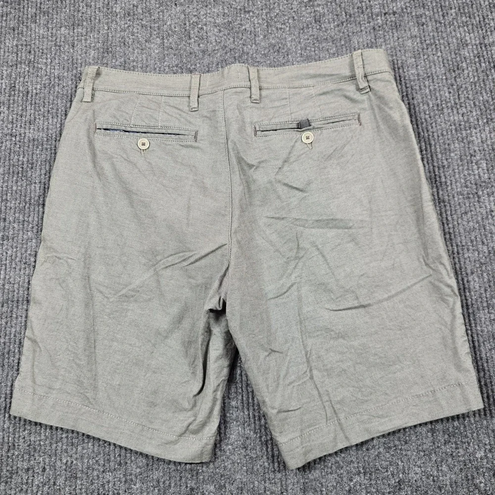 Ted Baker Shorts Mens 36 Gray Olive Stretch Chino Flat Front Casual 9"‎ Inseam - Picture 2 of 12